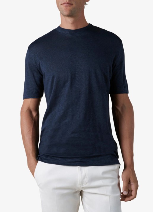 Aurélien T-shirt van linnen - detail donkerblauw