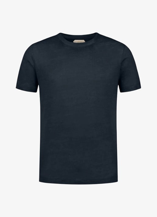 Aurélien T-shirt van linnen - voorkant 3 navy-410