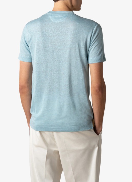 Aurélien T-shirt van linnen - achterkant blue turquoise-441