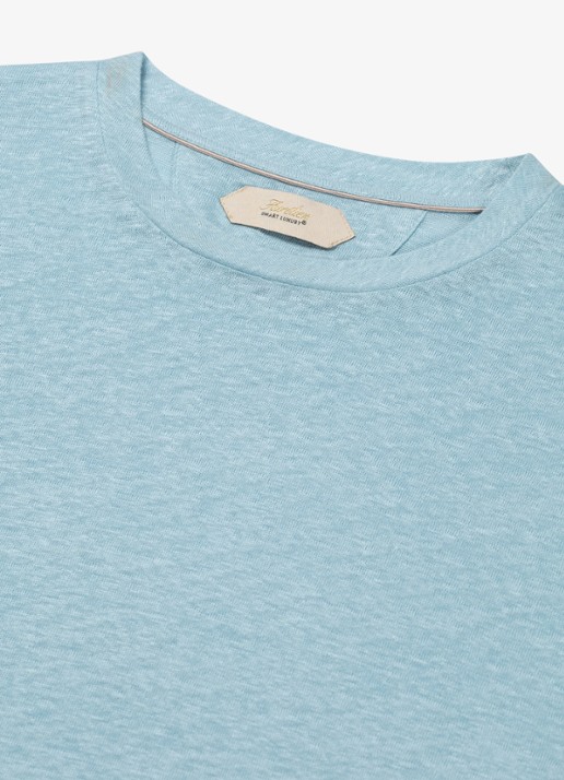 Aurélien T-shirt van linnen - detail 3 blue turquoise-441