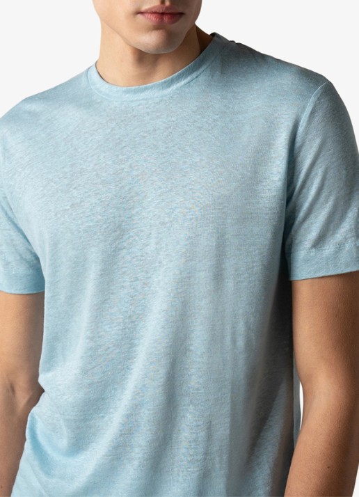 Aurélien T-shirt van linnen - detail 4 blue turquoise-441