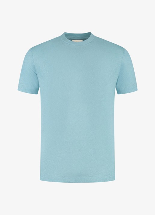 Aurélien T-shirt van linnen - voorkant 5 blue turquoise-441