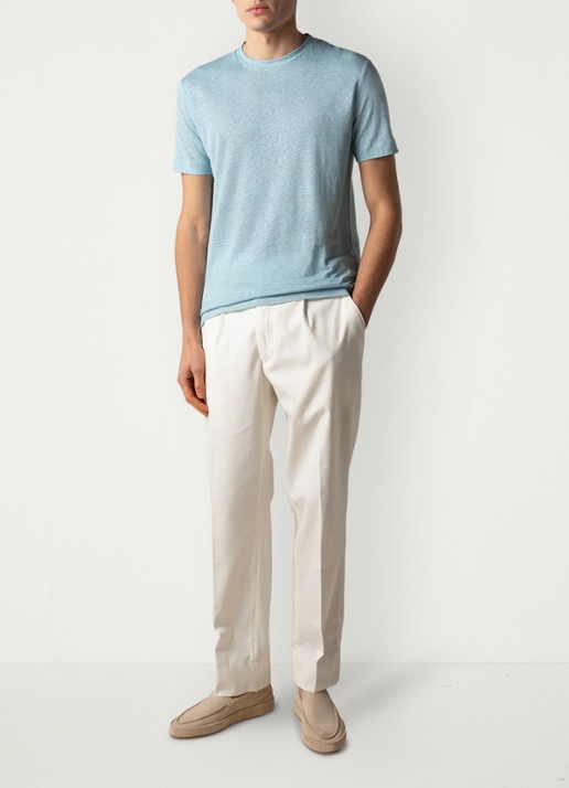 Aurélien T-shirt van linnen - voorkant 6 turquoise