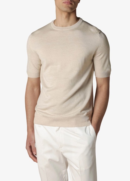 Aurélien T-shirt van merino wol - detail 2 light beige-271 / beige