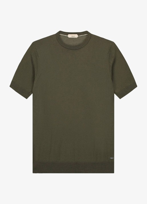 Aurélien T-shirt van merino wol - voorkant 4 olijfgroen