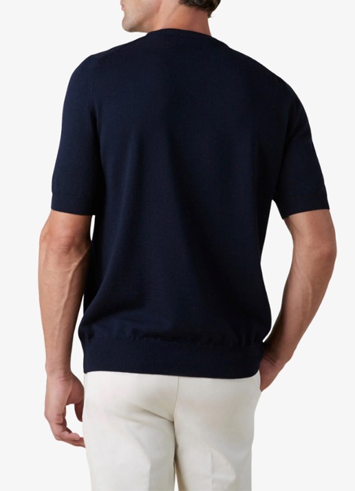 Aurélien T-shirt van merino wol - achterkant navy-410