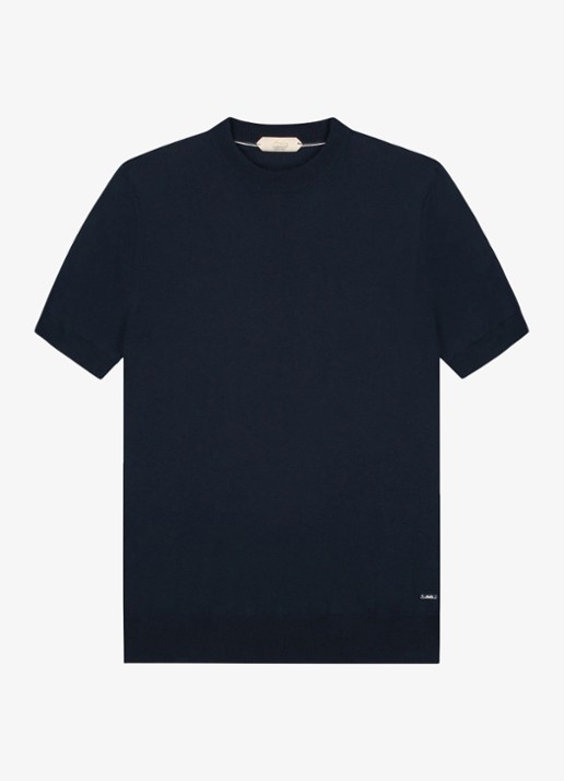 Aurélien T-shirt van merino wol - voorkant 2 navy-410