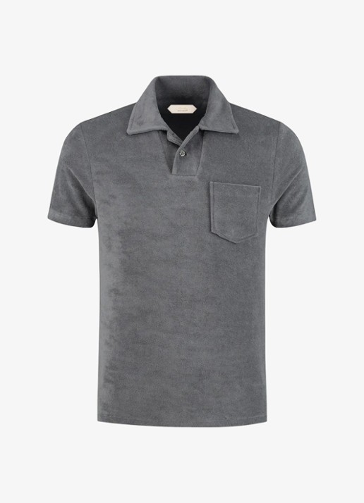Aurélien Terry regular fit polo van badstof - voorkant 2 dark grey-21