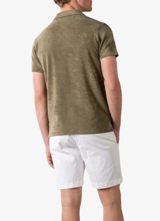 Aurélien Terry regular fit polo van badstof - achterkant 3 olive-300