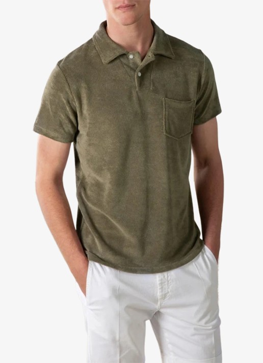 Aurélien Terry regular fit polo van badstof - detail 4 olive-300
