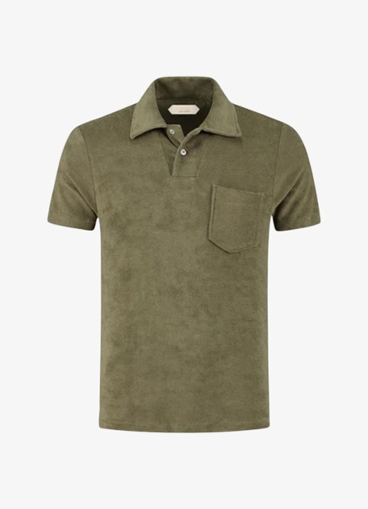 Aurélien Terry regular fit polo van badstof - voorkant olive-300