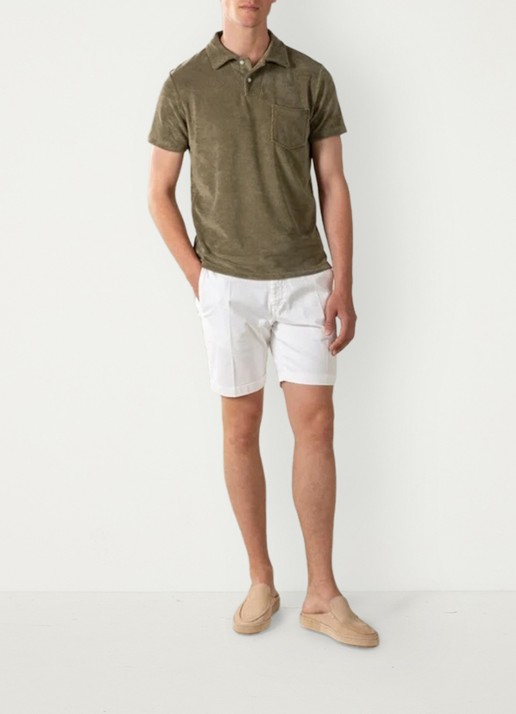 Aurélien Terry regular fit polo van badstof - voorkant 2 olive-300
