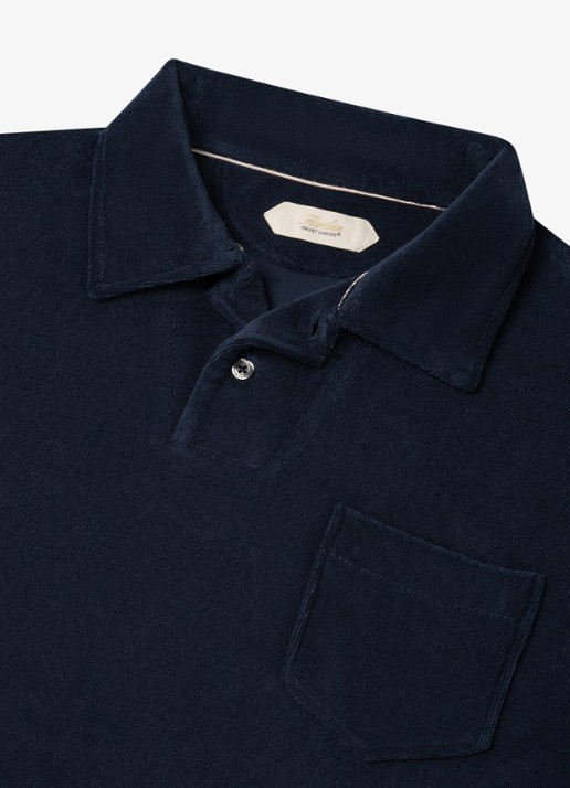 Aurélien Terry regular fit polo van badstof - detail 5 navy-410