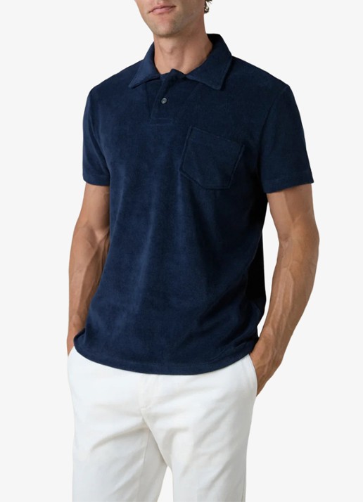 Aurélien Terry regular fit polo van badstof - detail 6 navy-410