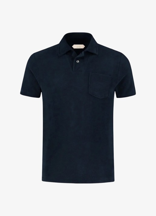Aurélien Terry regular fit polo van badstof - voorkant navy-410