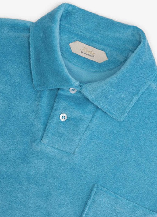 Aurélien Terry regular fit polo van badstof - detail 4 ocean blue-448
