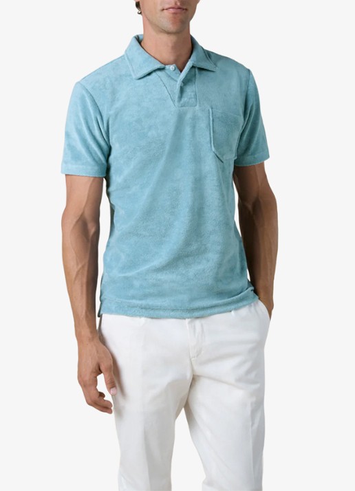 Aurélien Terry regular fit polo van badstof - detail 2 petrol-460 / blauw