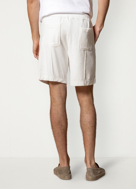 Aurélien Terry straight fit korte broek van badstof - achterkant 3 white-110