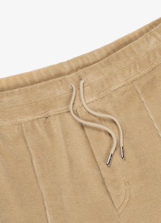 Aurélien Terry straight fit korte broek van badstof - detail 3 beige