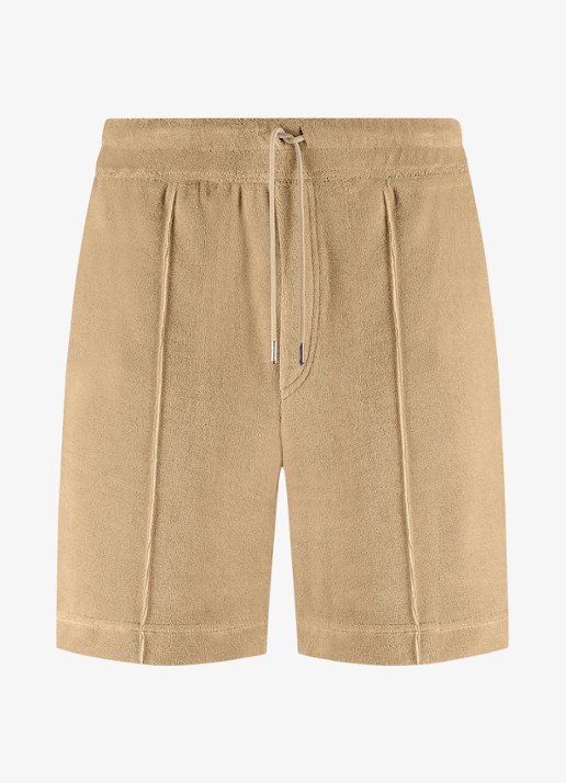 Aurélien Terry straight fit korte broek van badstof - voorkant 3 beige-260