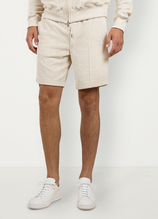 Aurélien Terry straight fit korte broek van badstof - detail shell-101