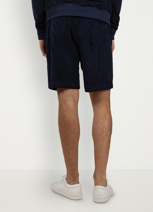 Aurélien Terry straight fit korte broek van badstof - achterkant 3 navy-410