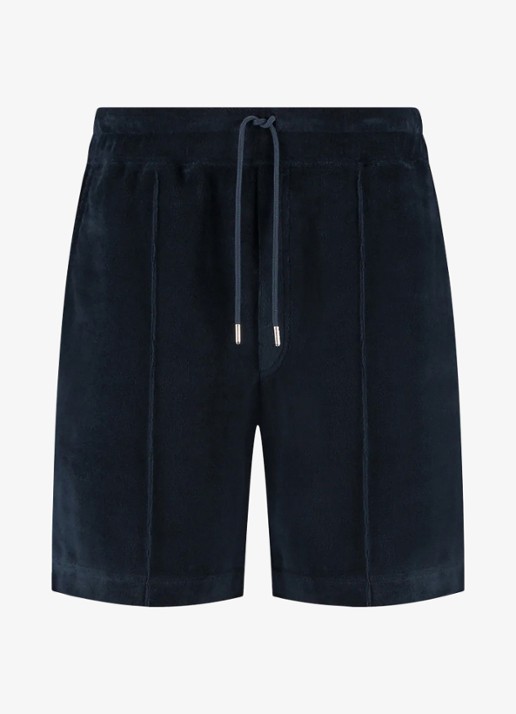 Aurélien Terry straight fit korte broek van badstof - voorkant 4 navy-410