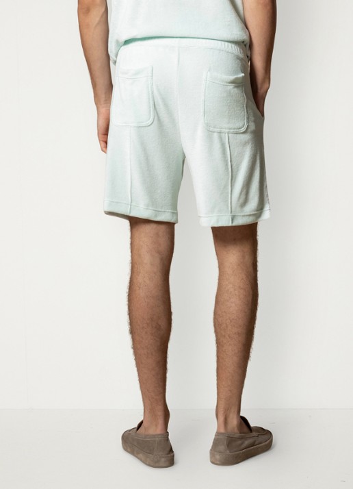 Aurélien Terry straight fit korte broek van badstof - achterkant 2 light aqua-456