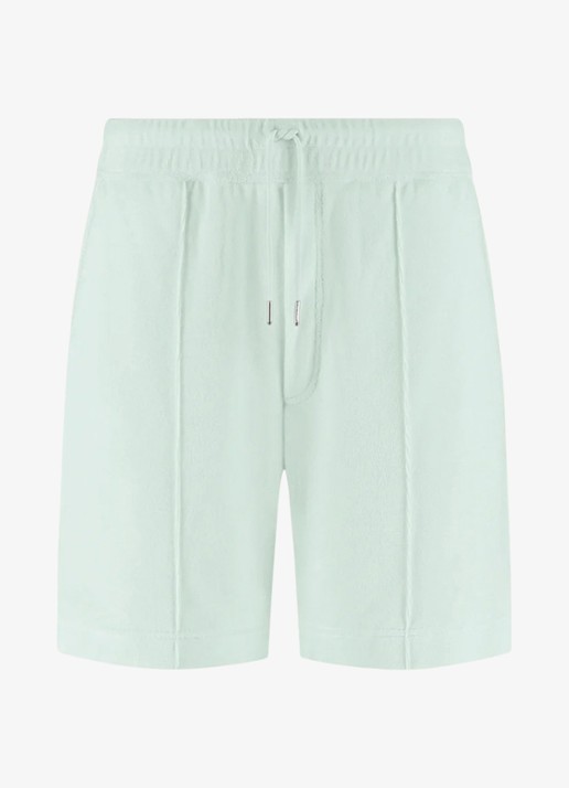 Aurélien Terry straight fit korte broek van badstof - voorkant light aqua-456