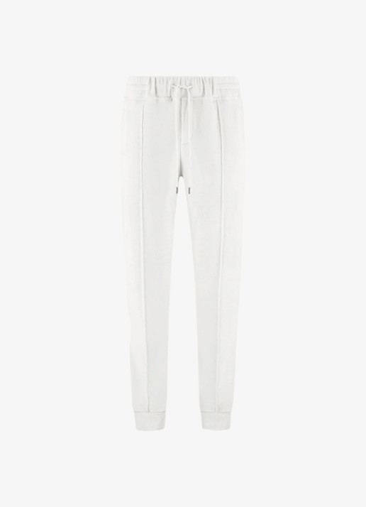 Aurélien Terry tapered fit pantalon van badstof - voorkant petrol-460 / blauw
