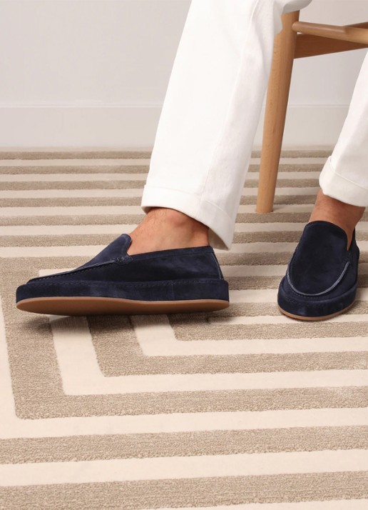 Aurélien Voyager loafer van suède - voorkant 5 dark navy-411 / blauw