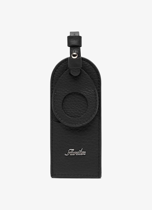 Aurélien Wave bagagelabel van kalfsleer  - voorkant black-1 / zwart