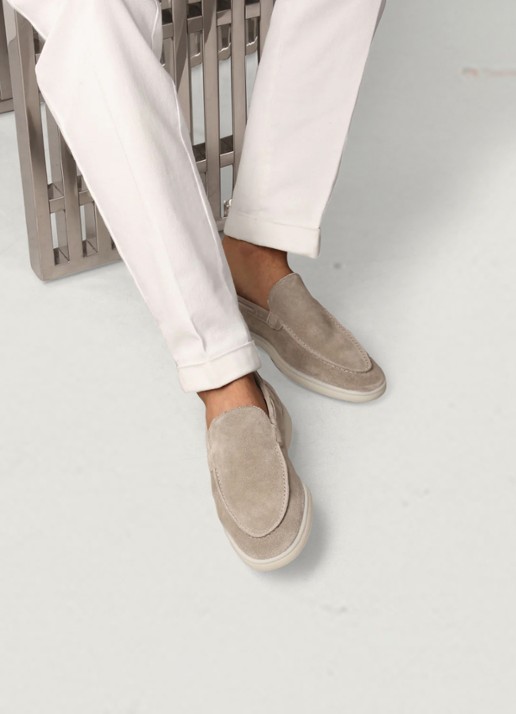Aurélien Yacht loafer van suède - voorkant 2 light grey-50