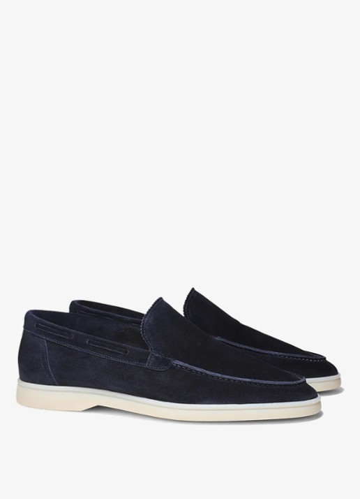 Aurélien Yacht loafer van suède - detail navy-410 / blauw