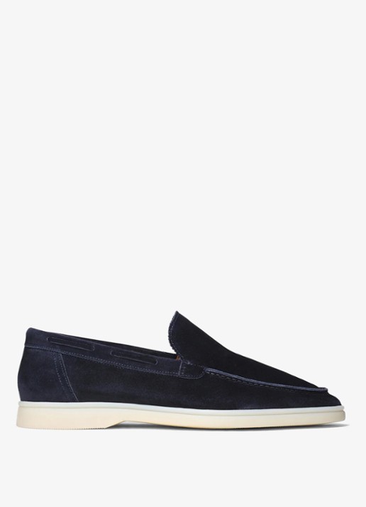 Aurélien Yacht loafer van suède - voorkant 4 navy-410 / blauw