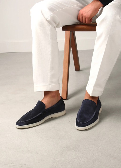 Aurélien Yacht loafer van suède - voorkant 5 navy-410 / blauw