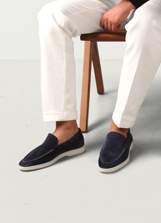 Aurélien Yacht loafer van suède - voorkant 3 navy-410