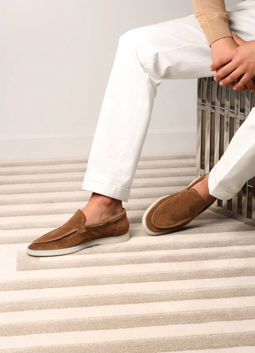 Aurélien Yacht loafer van suède - voorkant 6 caramel-261 / goud