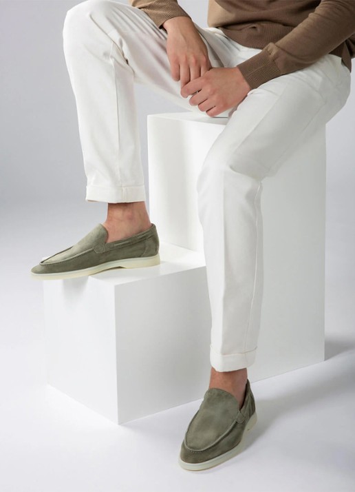 Aurélien Yacht loafer van suède - voorkant 6 pistache-340 / lichtgroen