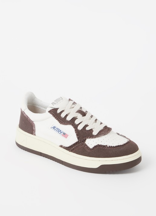 Autry Medalist Low Canvas sneaker van leer - voorkant 5 donkerbruin