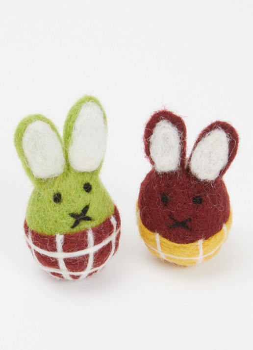 Aveva Bunny little hangings decoratie set van 2 - voorkant 2 bruin