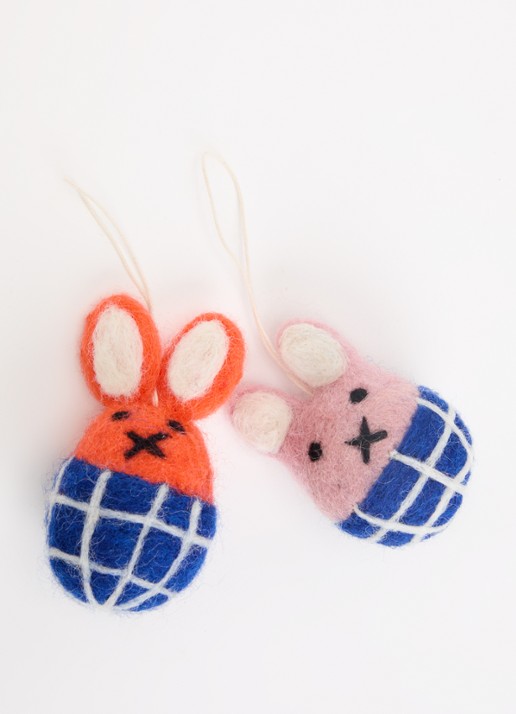 Aveva Bunny little hangings decoratie set van 2 - voorkant 2 blauw
