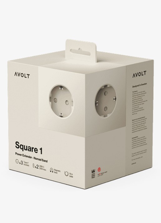 Avolt Square 1 Dual USB-C stekkerdoos 30W - 1,8 meter - detail beige