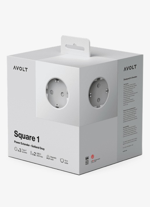 Avolt Square 1 Dual USB-C stekkerdoos 30W - 1,8 meter - detail grijs