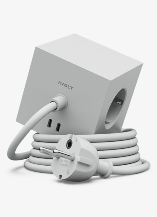 Avolt Square 1 Dual USB-C stekkerdoos 30W - 1,8 meter - voorkant 2 grijs