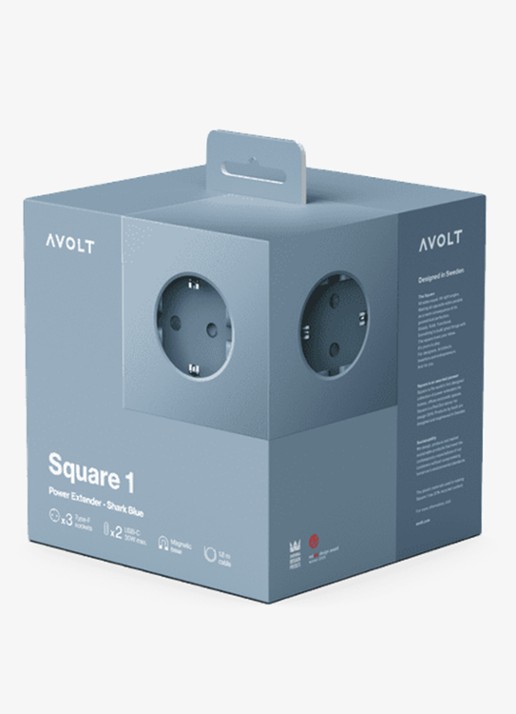 Avolt Square 1 Dual USB-C stekkerdoos 30W - 1,8 meter - detail 2 blauw