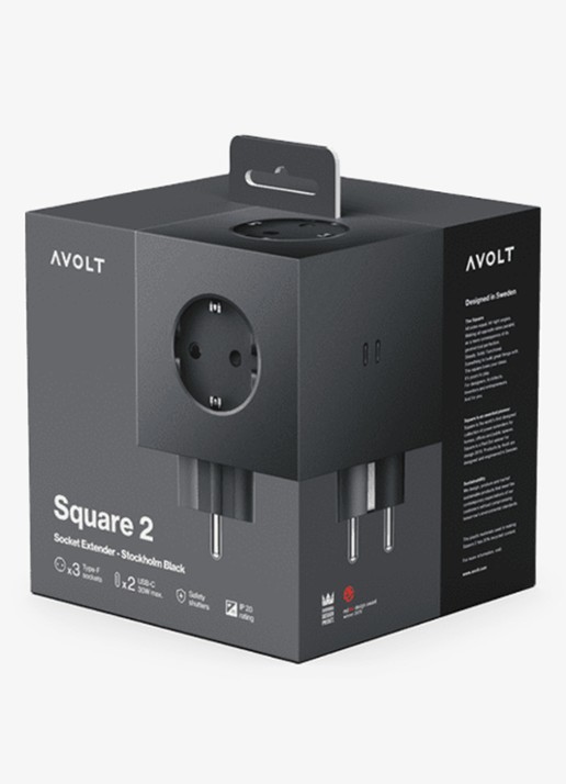 Avolt Square 2 Dual USB-C stekkerdoos 30W - detail 3 zwart