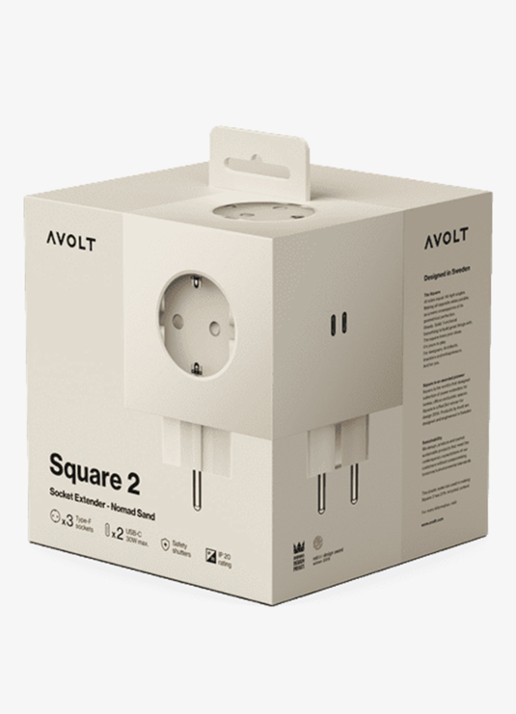 Avolt Square 2 Dual USB-C stekkerdoos 30W - detail 4 beige