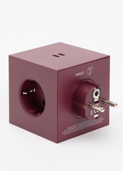 Avolt Square 2 Dual USB-C stekkerdoos 30W - voorkant 2 rood