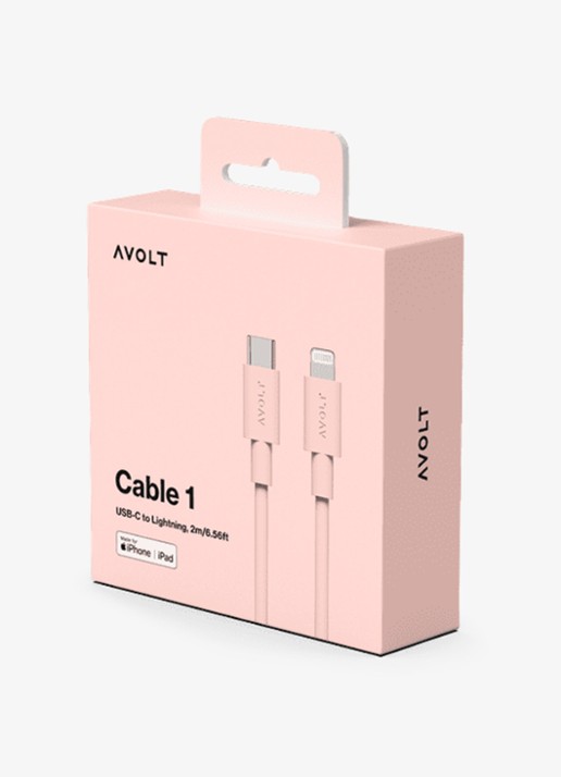 Avolt USB-C to Lightning oplaadkabel 60W - 2 meter - detail roze